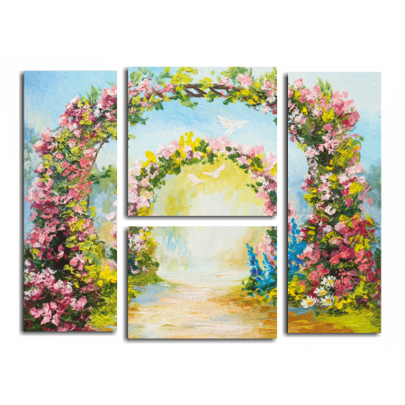 Модульная картина Картина, цветочные арки в парке