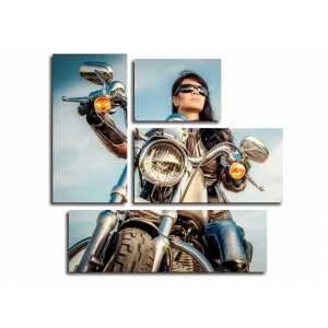 Модульная картина Девушка на мотоцикле