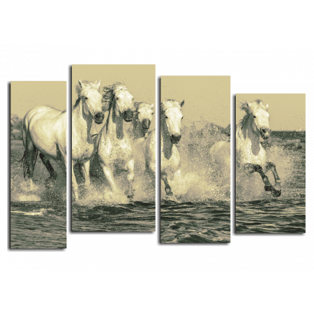 Модульная картина Белые лошади